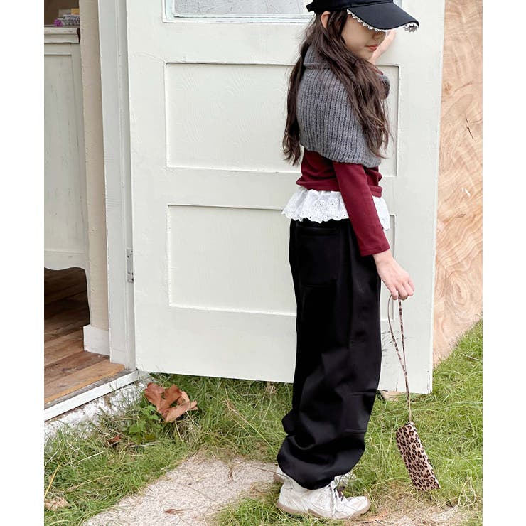 ブラック | 【aimoha-KIDS-】裏起毛カーゴパンツ【AW】 | aimoha kids