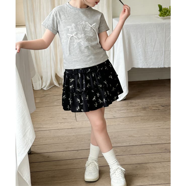 【aimoha-KIDS-】リボンスケッチ デザインTシャツ | aimoha kids | 詳細画像8 