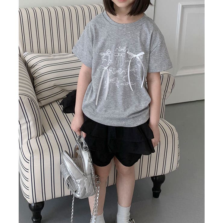 【aimoha-KIDS-】リボンスケッチ デザインTシャツ | aimoha kids | 詳細画像3 