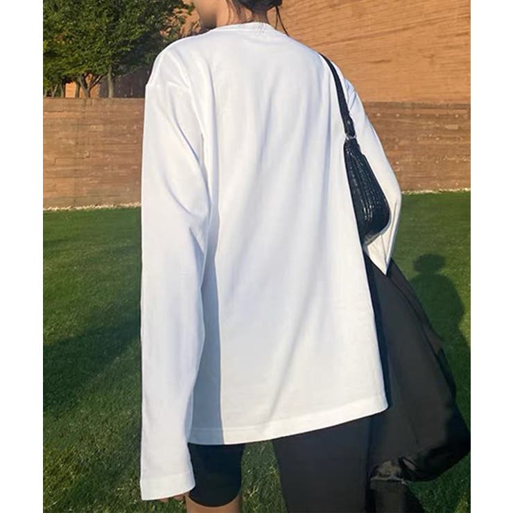 ロングスリーブシンプルクルーネックTシャツ ロング ロンT 長袖 | aimoha  | 詳細画像6 