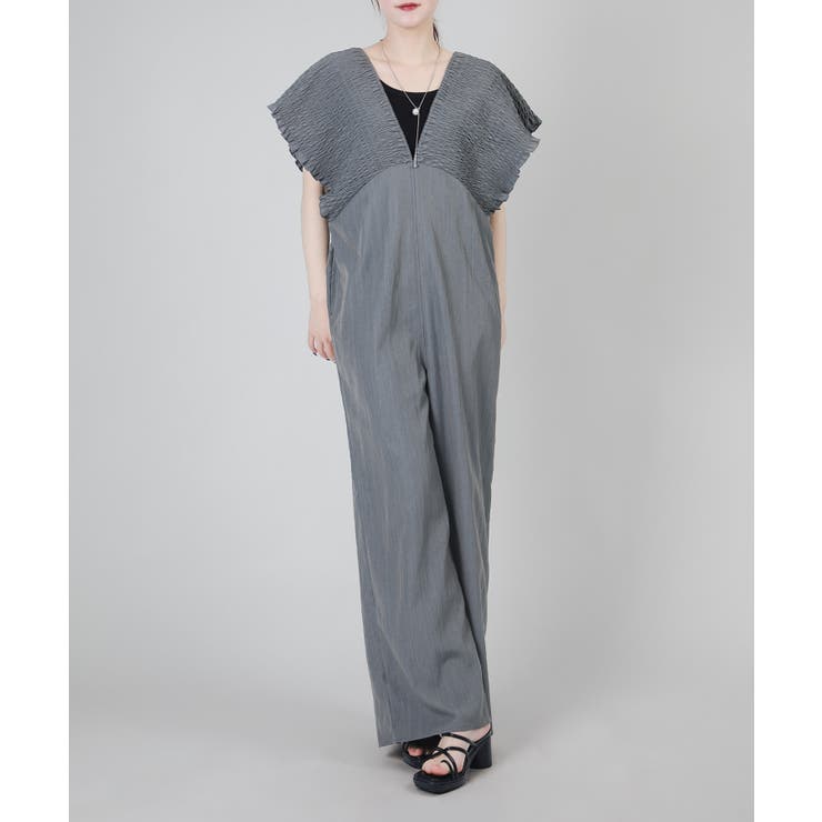 グレー | シャーリングサロペットオールインワン | aimoha 