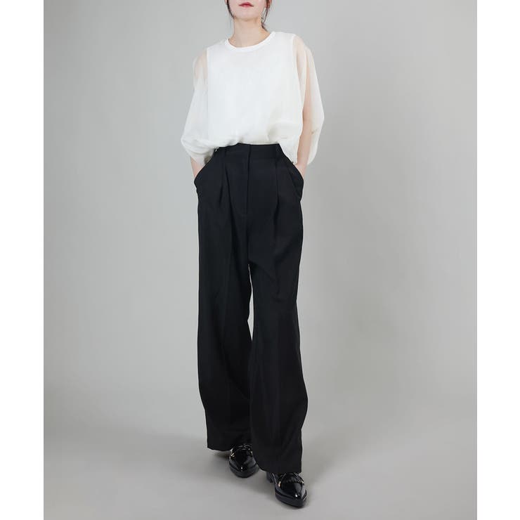 ブラック | ワイドタックパンツ | aimoha 
