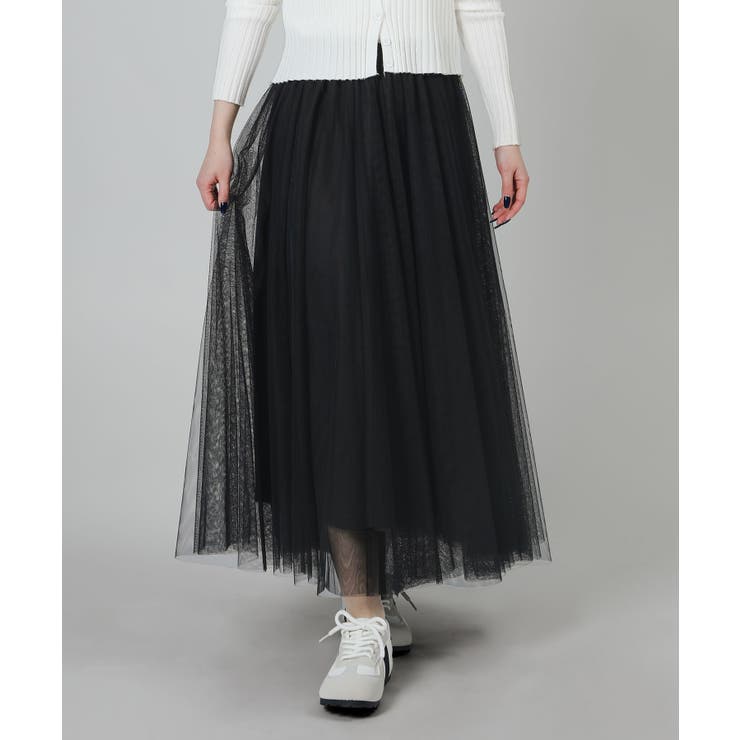 ブラック | ボリュームチュールスカート | aimoha 