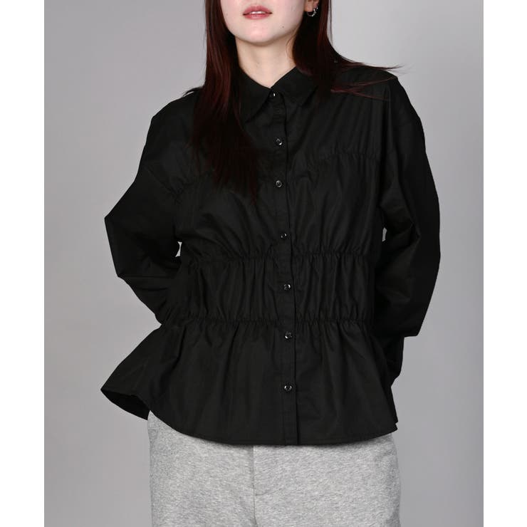 ブラック | シャーリングブラウス | aimoha 