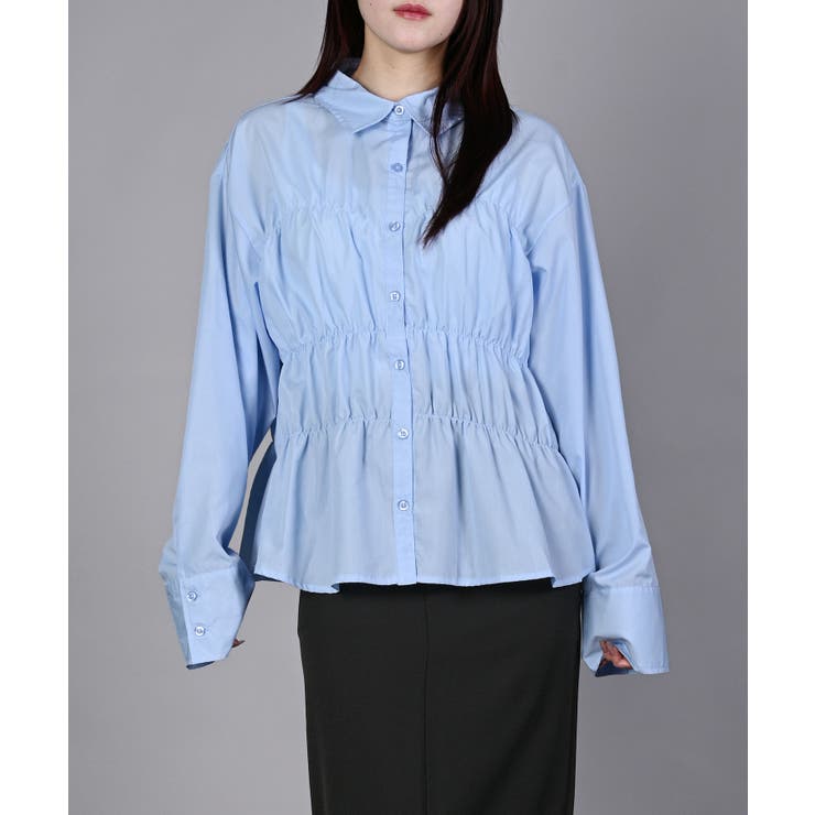 ライトブルー | シャーリングブラウス | aimoha 