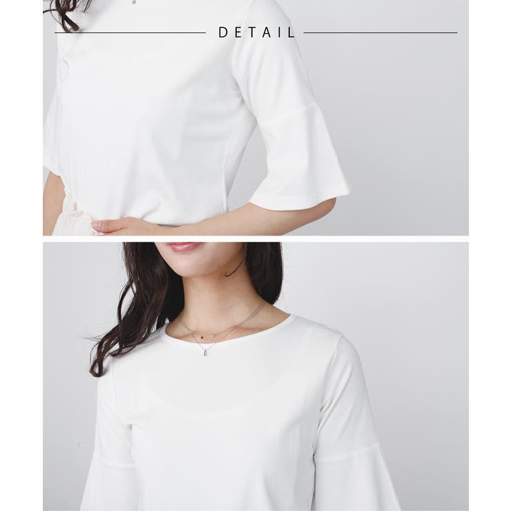 コットンフレアスリーブカットソーｔシャツ コットン カットソー | aimoha  | 詳細画像18 