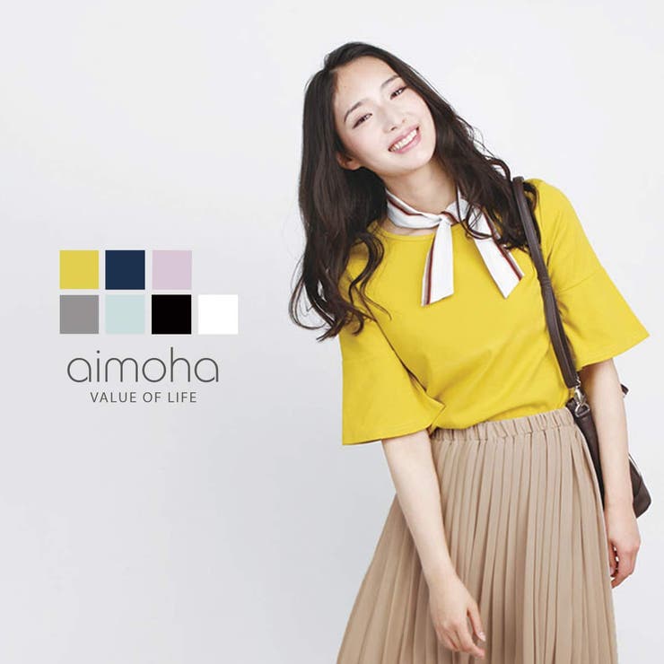 コットンフレアスリーブカットソーｔシャツ コットン カットソー | aimoha  | 詳細画像1 