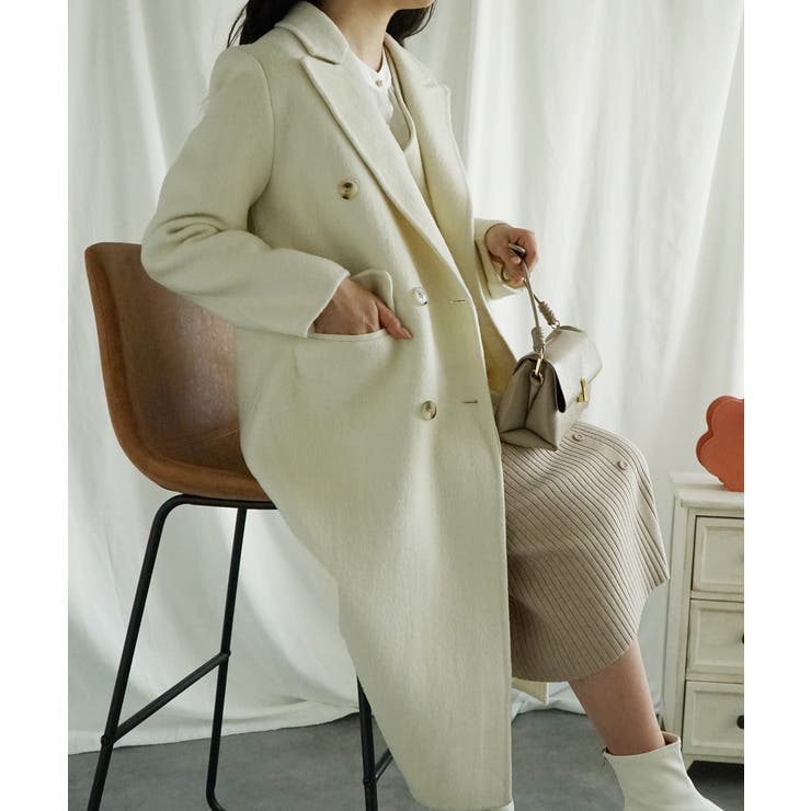 完売必至♪【HOBBS】清楚アイボリー◇ウール100％◇ロングコート ウールロングコート＋ベスト2点セット【AW】[品番：XT000011364