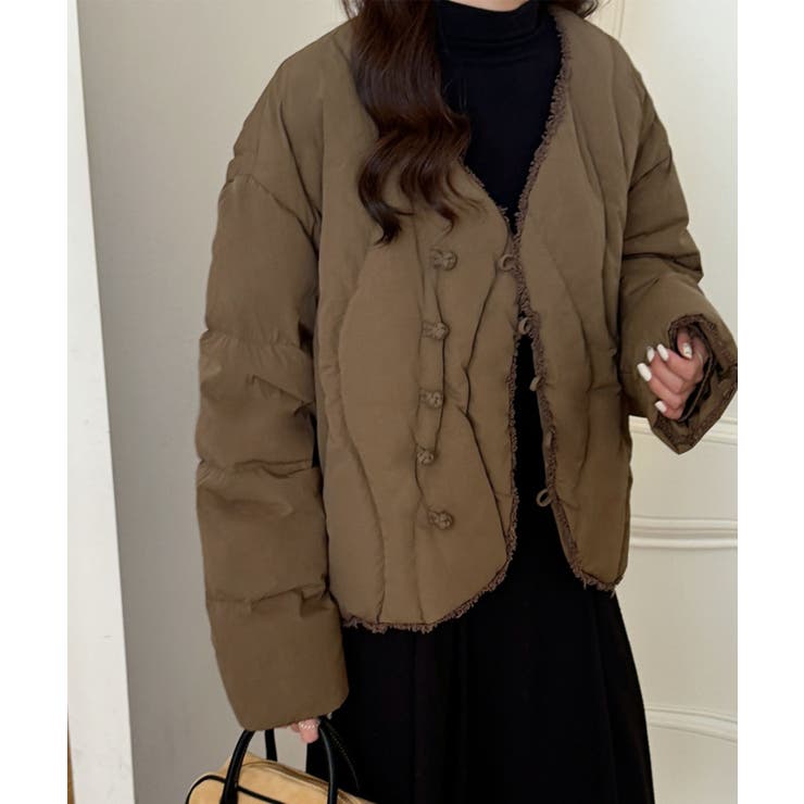 波打ちキルティングVネックダウン | aimoha  | 詳細画像4 