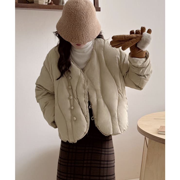 波打ちキルティングVネックダウン | aimoha  | 詳細画像7 