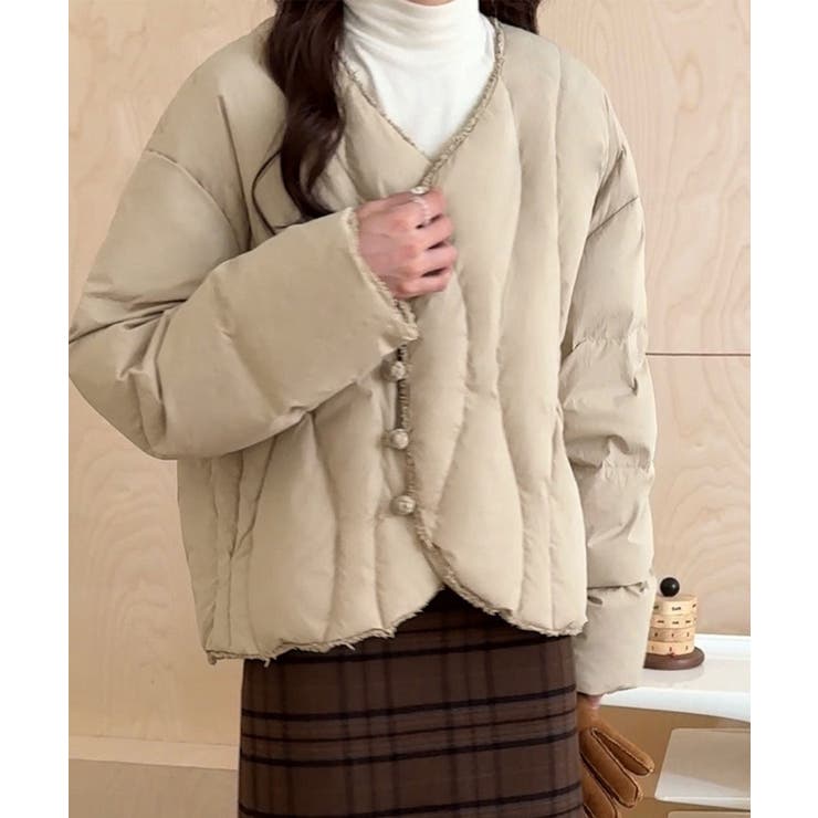 波打ちキルティングVネックダウン | aimoha  | 詳細画像5 