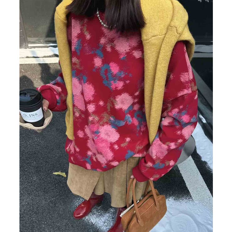 トレーナー スウェット 「HOOK」for　girls 花柄プリントスウェット　裏フリース レディース トレーナー スウェット 「HOOK」for girls 花柄プリント