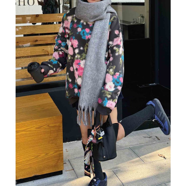 HOOK】for girls 花柄プリントスウェット 裏フリース【AW】[品番