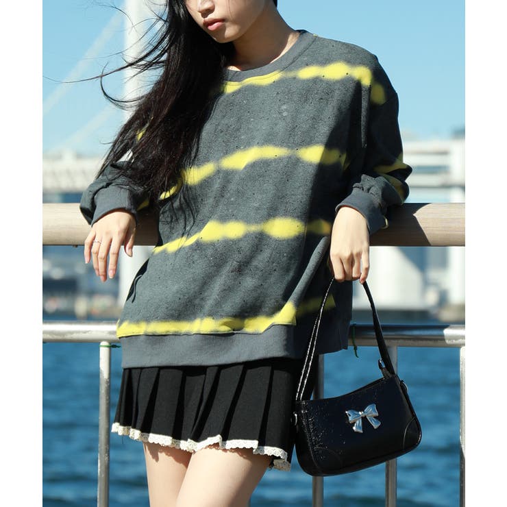 HOOK】for girls 横段タイダイ染めスウェット[品番：XT000011948