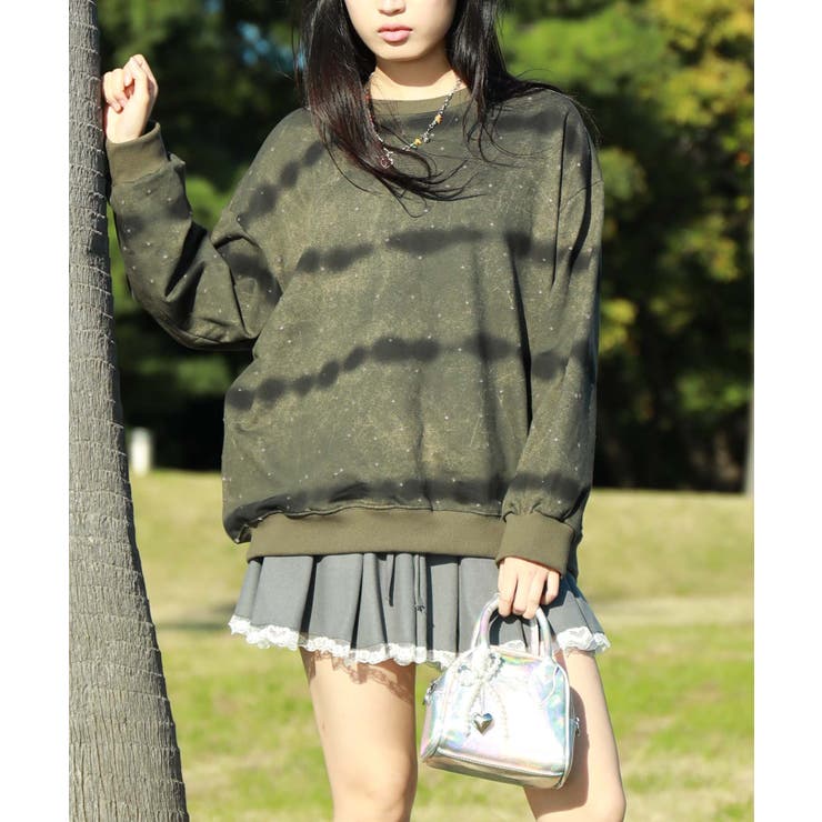 HOOK】for girls 横段タイダイ染めスウェット[品番：XT000011948