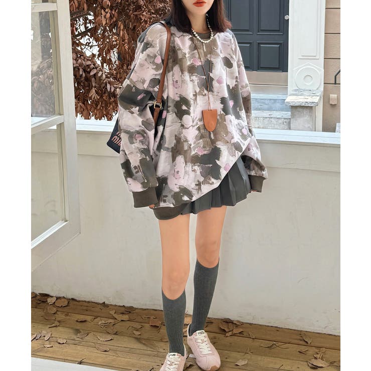 スウェット 水彩 花柄」に該当するトップスファッション通販