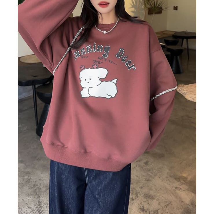 ゆるふわプリント裏起毛スウェット【AW】[品番：XT000011610]｜aimoha