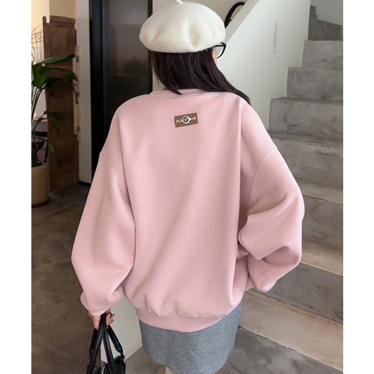 ピンク | ゆるふわプリント裏起毛スウェット【AW】 | aimoha 