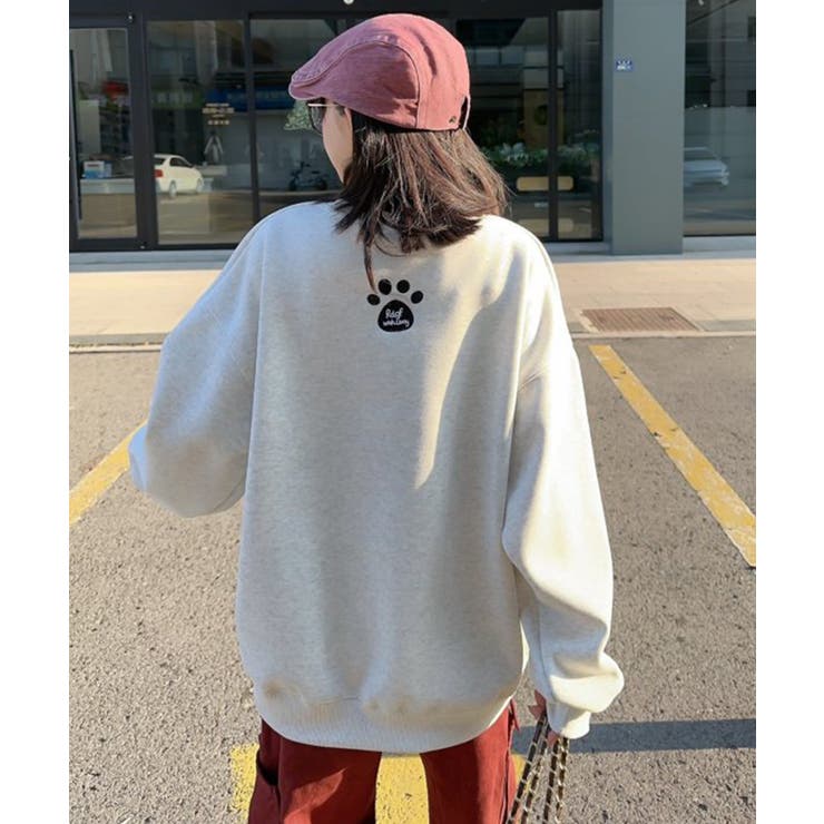 パウプリント刺繍裏起毛スウェット【AW】 | aimoha  | 詳細画像8 