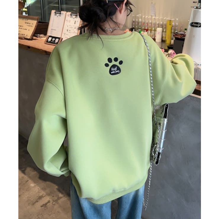 パウプリント刺繍裏起毛スウェット【AW】 | aimoha  | 詳細画像10 