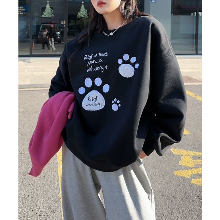 パウプリント刺繍裏起毛スウェット【AW】 | aimoha  | 詳細画像14 