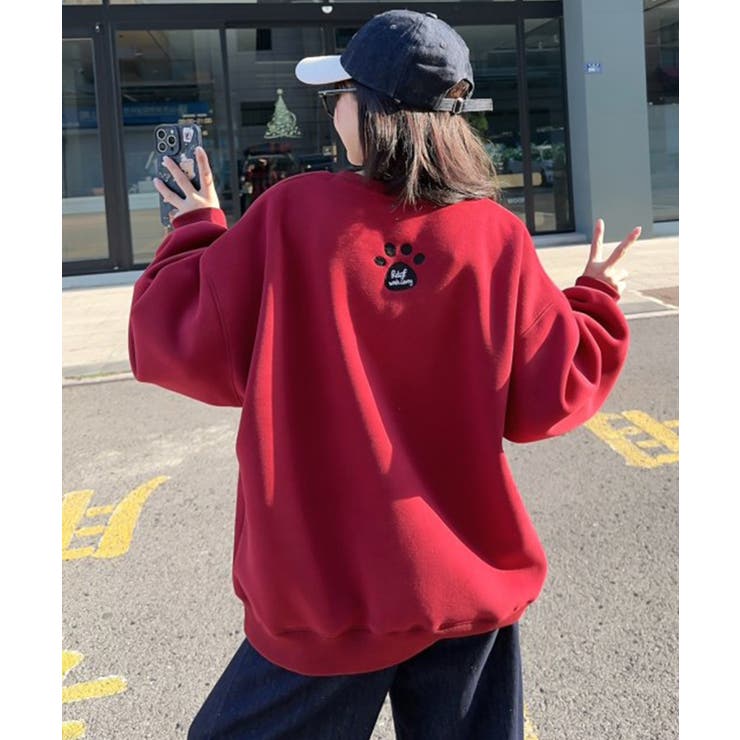 パウプリント刺繍裏起毛スウェット【AW】 | aimoha  | 詳細画像3 