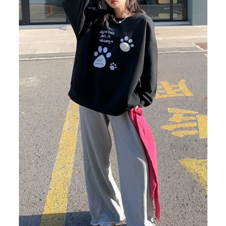 パウプリント刺繍裏起毛スウェット【AW】 | aimoha  | 詳細画像4 