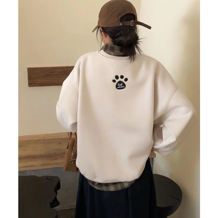 パウプリント刺繍裏起毛スウェット【AW】 | aimoha  | 詳細画像7 