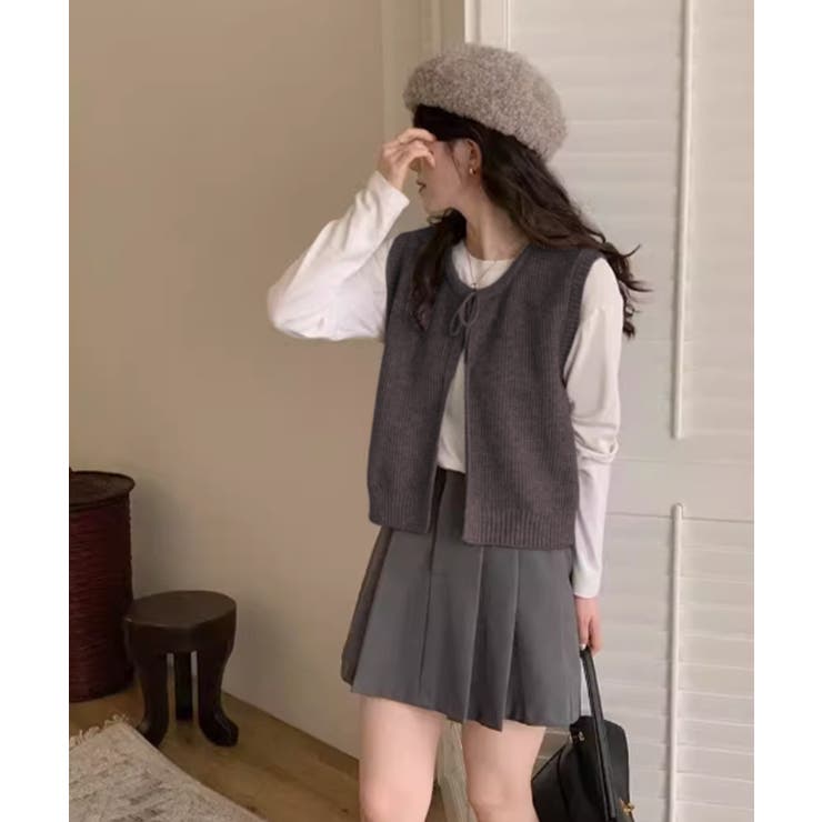 【Banico】前フロントリボンウールベスト | aimoha  | 詳細画像1 