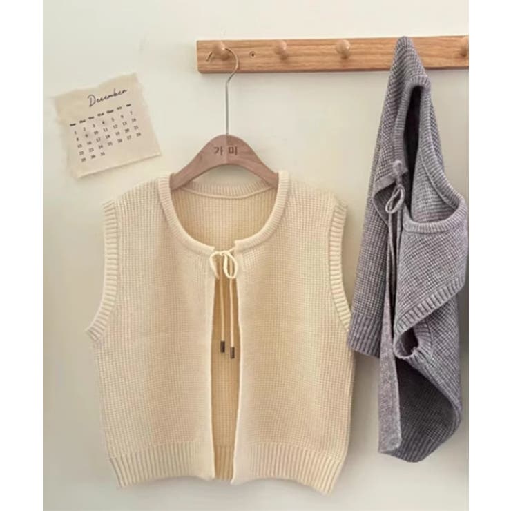 【Banico】前フロントリボンウールベスト | aimoha  | 詳細画像2 