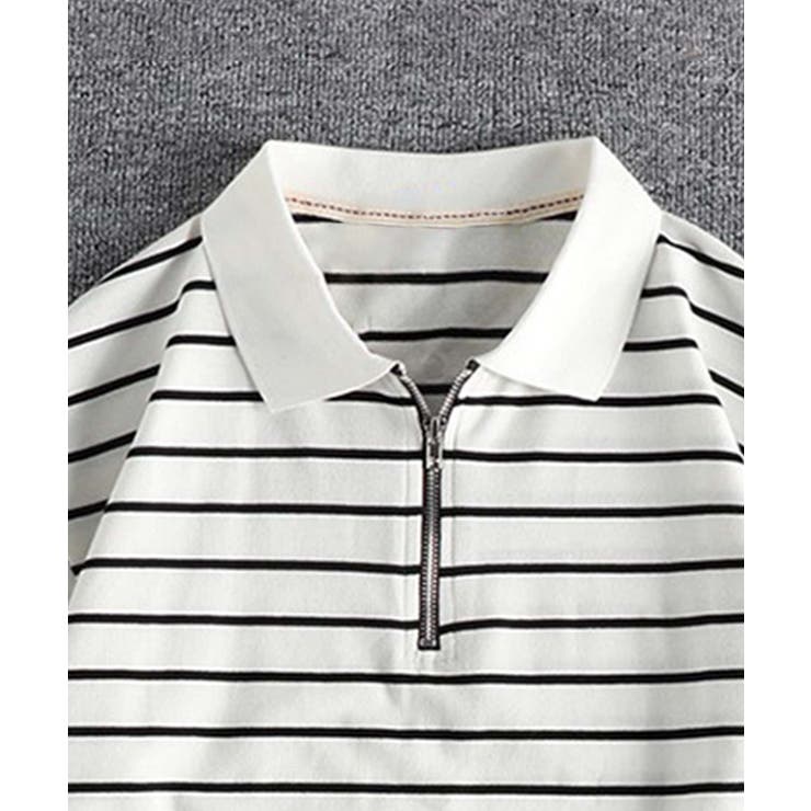 【aimoha MEN】ジップアップボーダーポロシャツ | aimoha men | 詳細画像3 