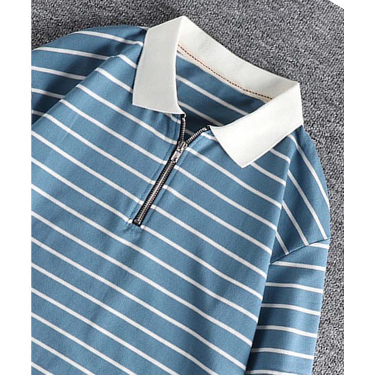 【aimoha MEN】ジップアップボーダーポロシャツ | aimoha men | 詳細画像4 