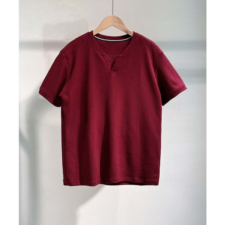 ワインレッド | 【aimoha MEN】スリットネックTシャツ | aimoha men