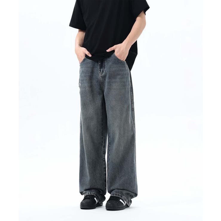 グレー | 【aimoha neo】Grunge Style Wide Jeans | aimoha men