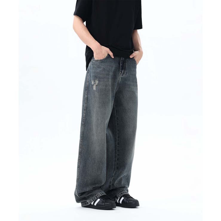 【aimoha neo】Grunge Style Wide Jeans | aimoha men | 詳細画像1 