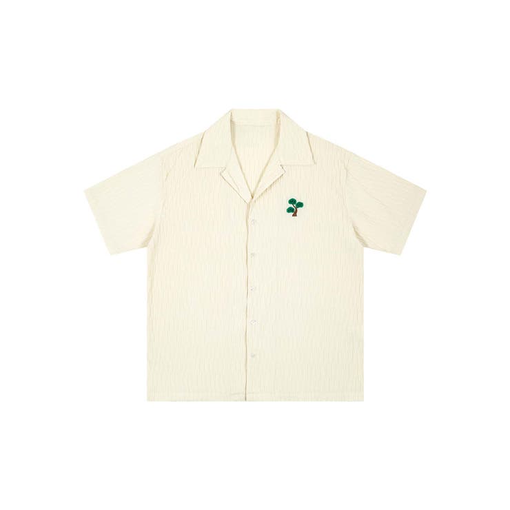 ベージュ | 【aimoha neo】ワンポイント刺繍オープンカラーシャツ | aimoha men