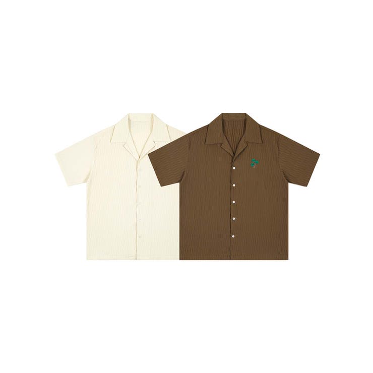 【aimoha neo】ワンポイント刺繍オープンカラーシャツ | aimoha men | 詳細画像1 