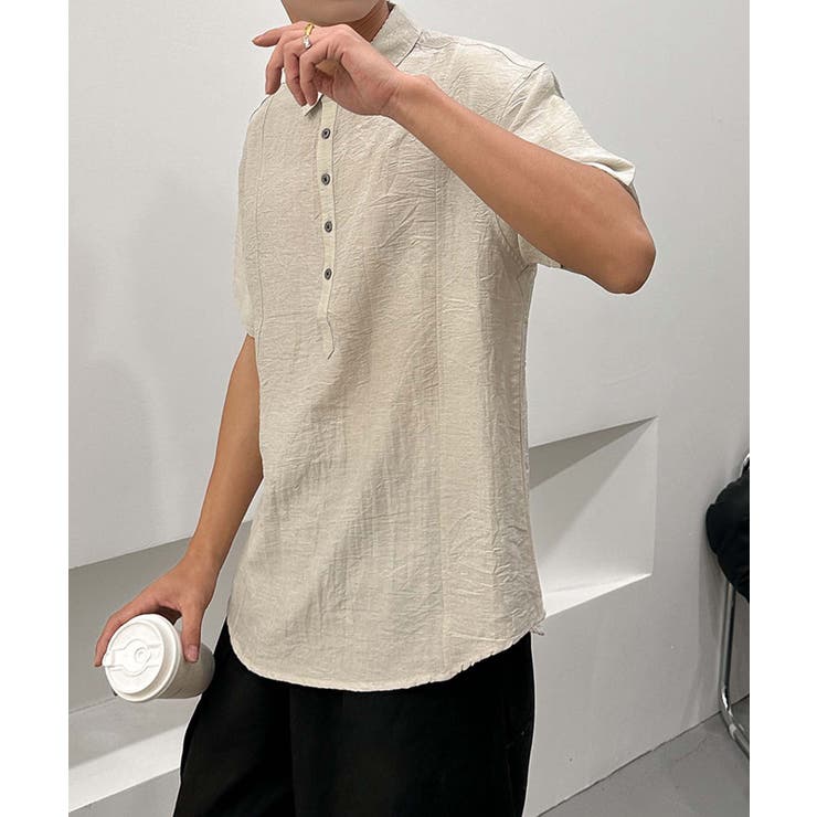 aimoha men ナチュラルカラーリネン風ポロシャツ | aimoha men | 詳細画像5 