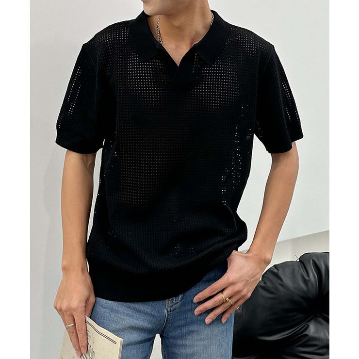 ブラック | aimoha men シアーライトポロトップス | aimoha men