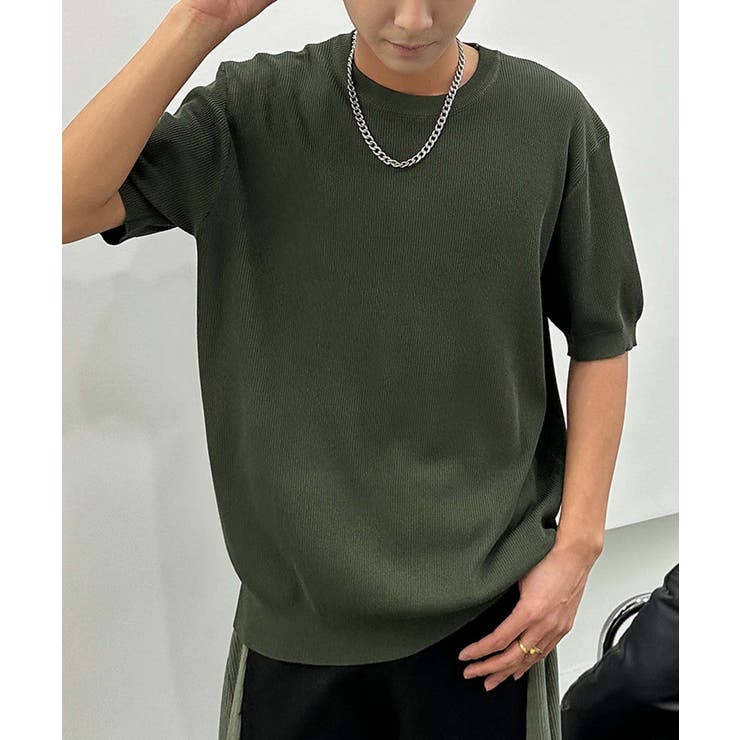 カーキ | aimoha men カジュアルクルーネックニット | aimoha men