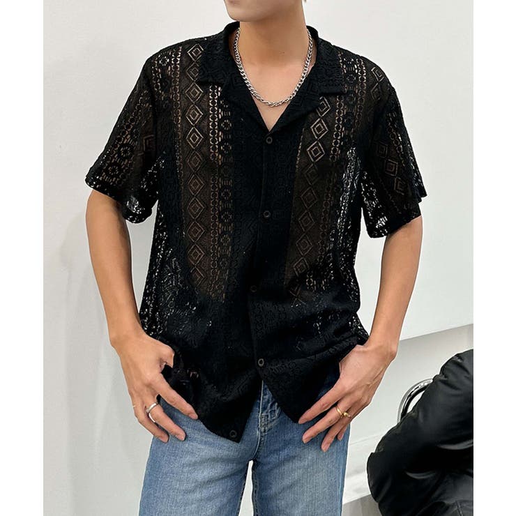 ブラック | 【aimoha neo】Ethereal Knit Shirt | aimoha men