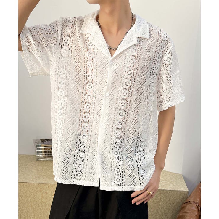 ホワイト | 【aimoha neo】Ethereal Knit Shirt | aimoha men