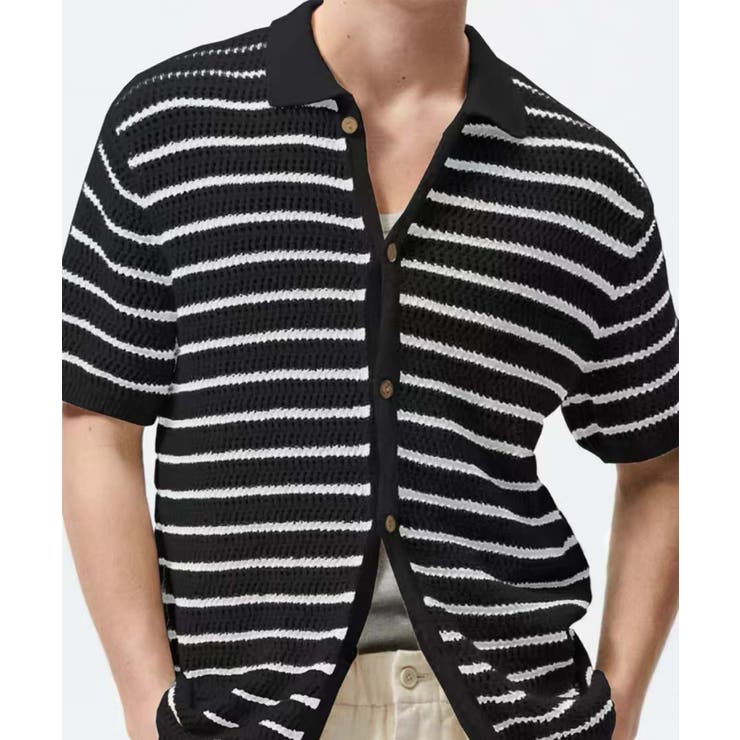 ブラック | 【aimoha neo】Retro Knit Polo Shirt | aimoha men