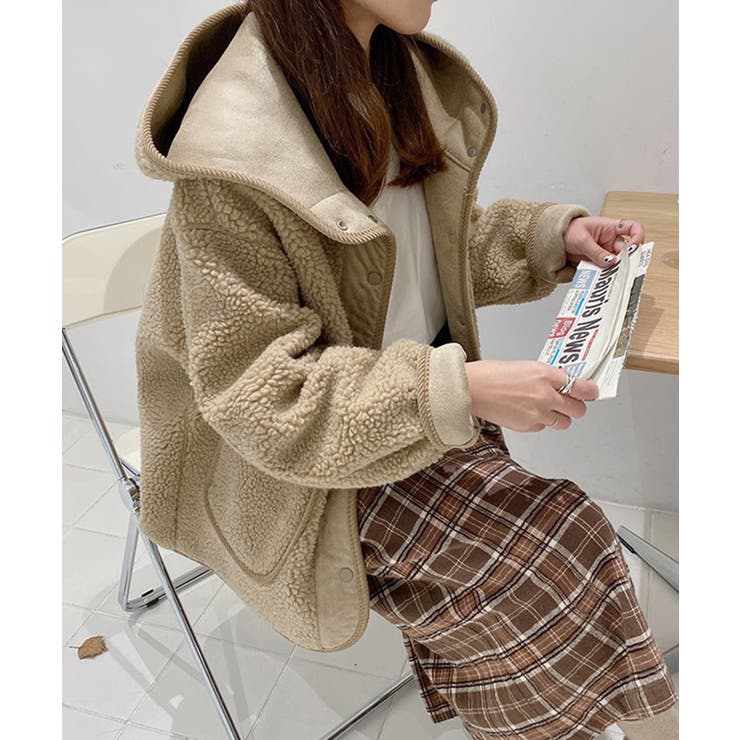 フード付き ボアコート ボア[品番：XT000005957]｜aimoha