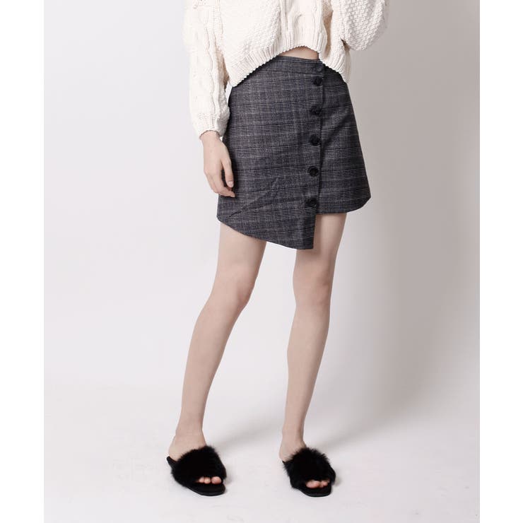 GARY | グレンチェッククロススカート チェック スカート | aimoha 