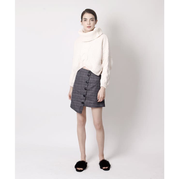 グレンチェッククロススカート チェック スカート | aimoha  | 詳細画像2 