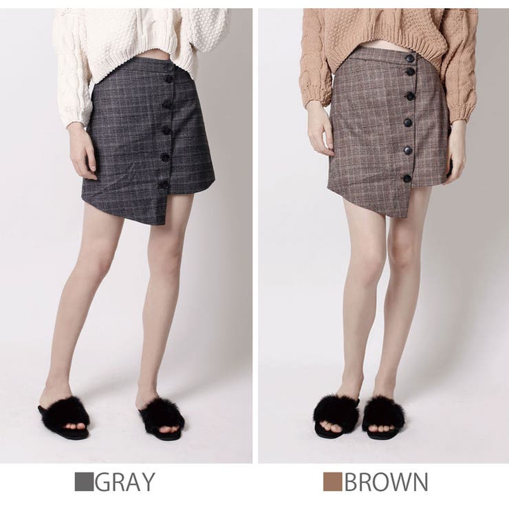 グレンチェッククロススカート チェック スカート | aimoha  | 詳細画像8 