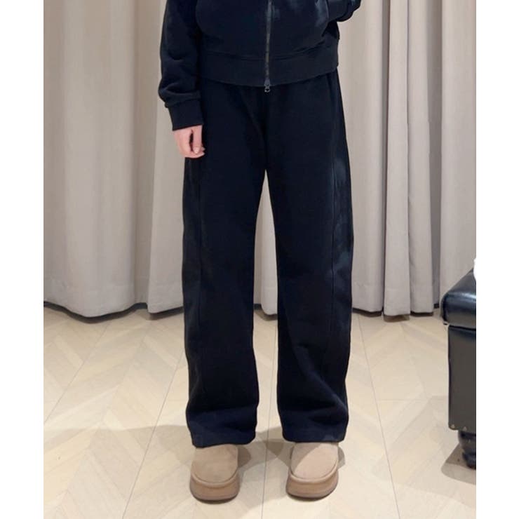ブラック | ドローストリングスウェットパンツ | aimoha 
