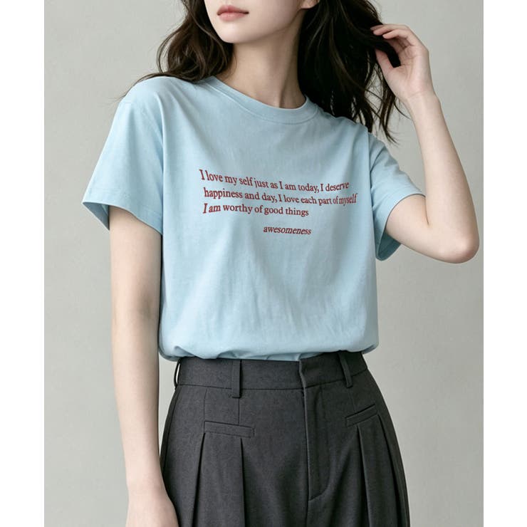 ブルー | ミニメッセージロゴTシャツ | aimoha 