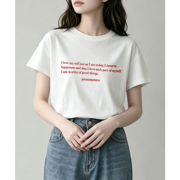 ホワイト | ミニメッセージロゴTシャツ | aimoha 